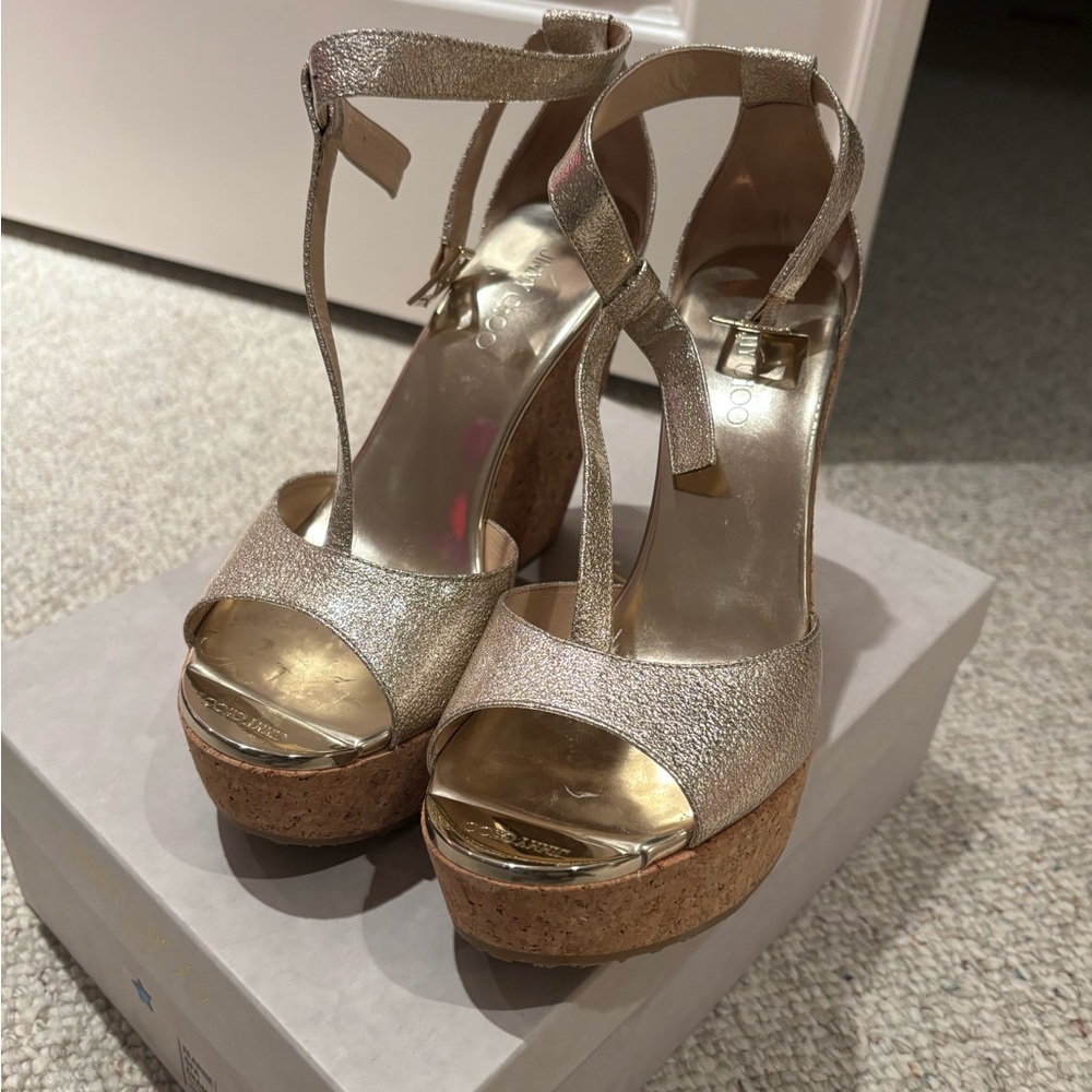 Jimmy Choo Gold Wedges